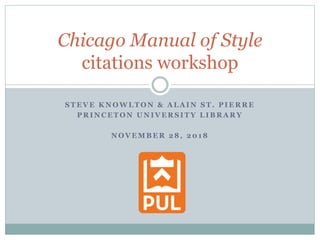 Chicago manual of style citations workshop PPT