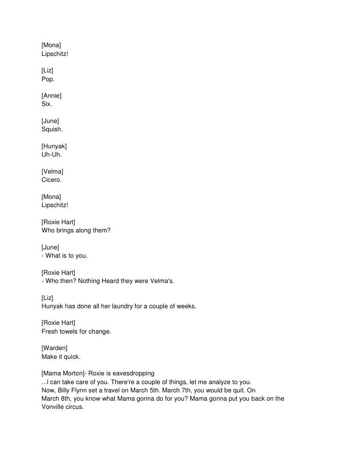 Chicago Musical Script Chicago Musical Script