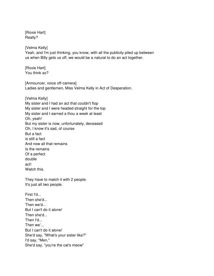 Chicago Musical Script Chicago Musical Script