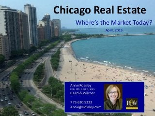 Chicago Real Estate
Where’s the Market Today?
April, 2015
Anne Rossley
CRB, CRS, GREEN, SRES
Baird & Warner
773.620.5333
Anne@Rossley.com
 
