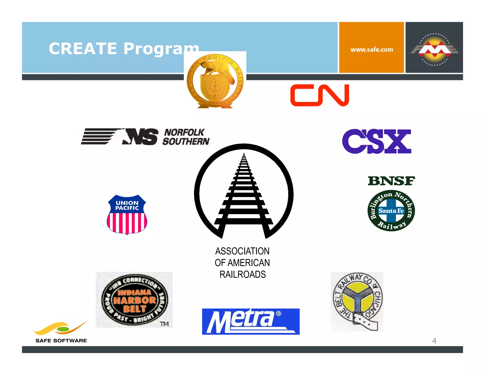 CREATE Program




                 ASSOCIATION
                 OF AMERICAN
                  RAILROADS




                               4
 