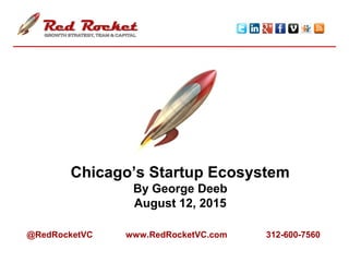 Chicago’s Startup Ecosystem
By George Deeb
August 12, 2015
@RedRocketVC www.RedRocketVC.com 312-600-7560
 