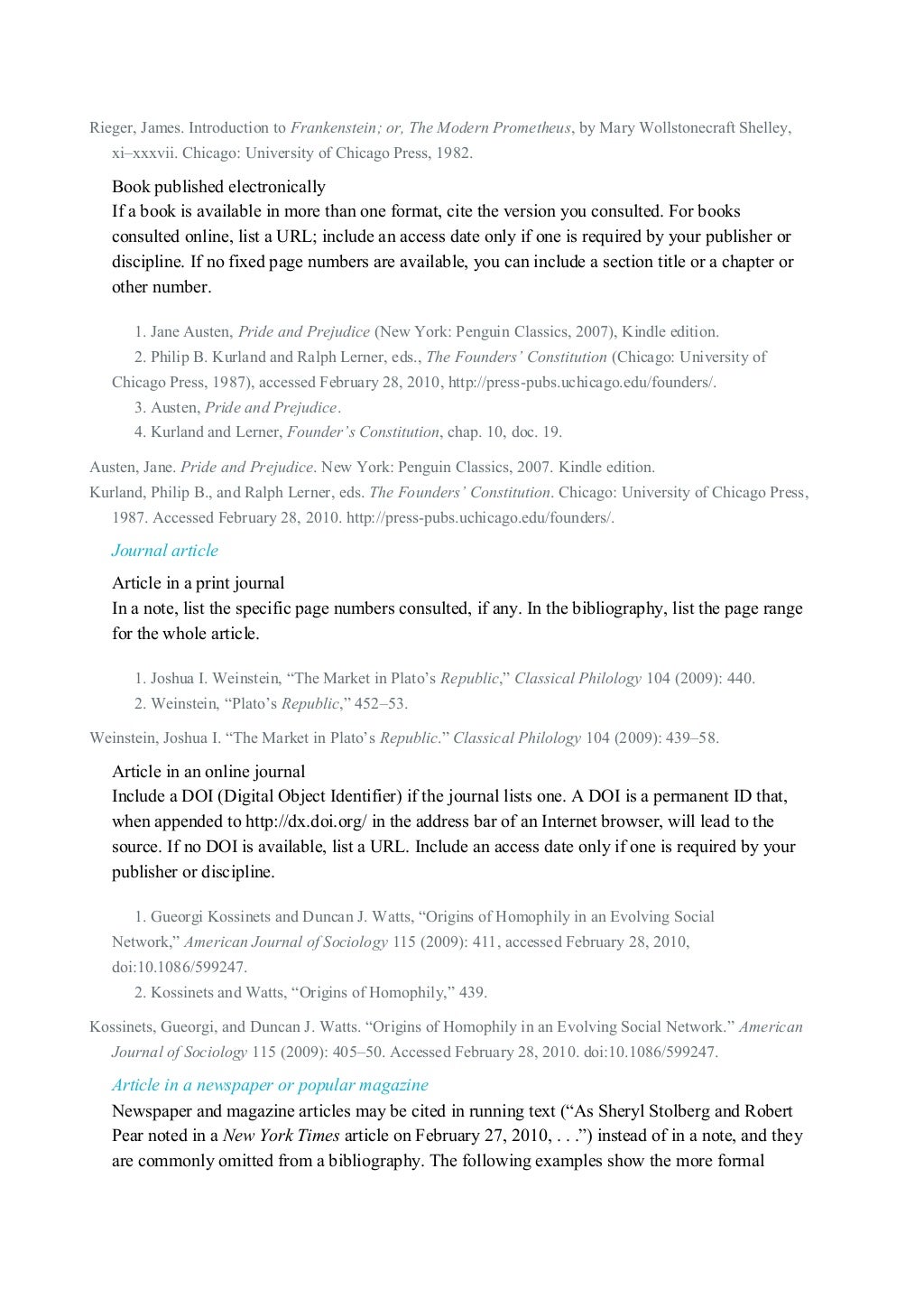 Chicago style heading without title page image