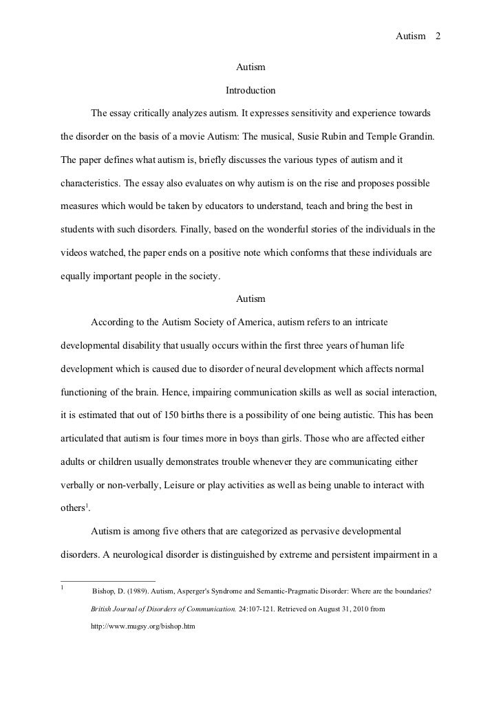 Chicago style term paper autism