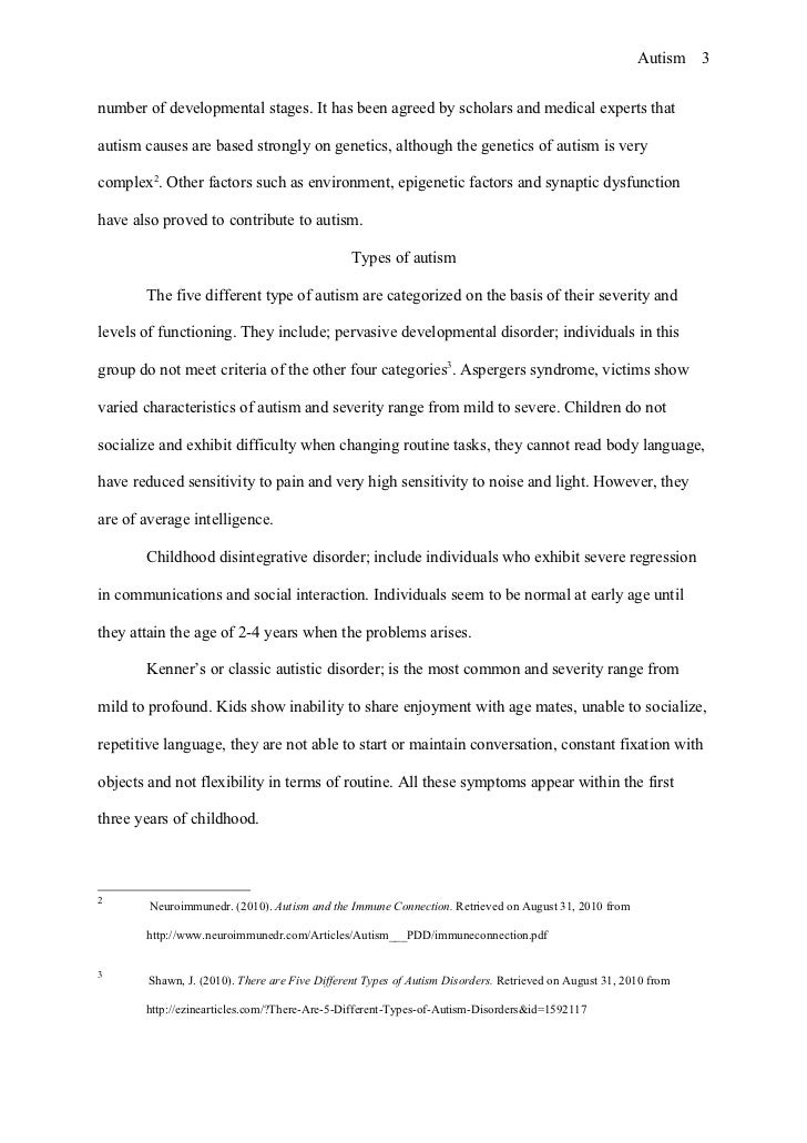 Term papers on autism