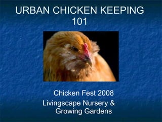 URBAN CHICKEN KEEPING 101 Chicken Fest 2008 Livingscape Nursery &  Growing Gardens 