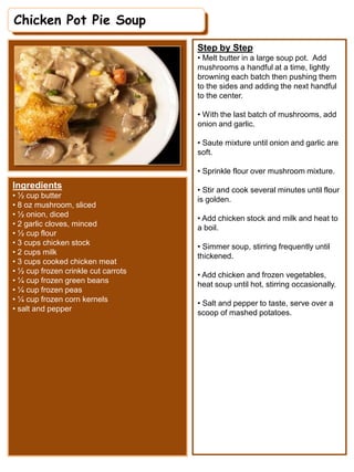 Chicken Pot Pie Soup Insert 2.5 x 3.5 Photo Here Step by Step ,[object Object]
