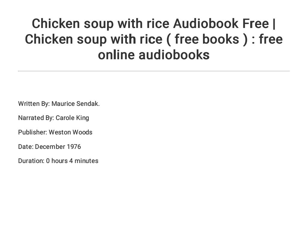 chicken soup and rice book chicken soup and rice book