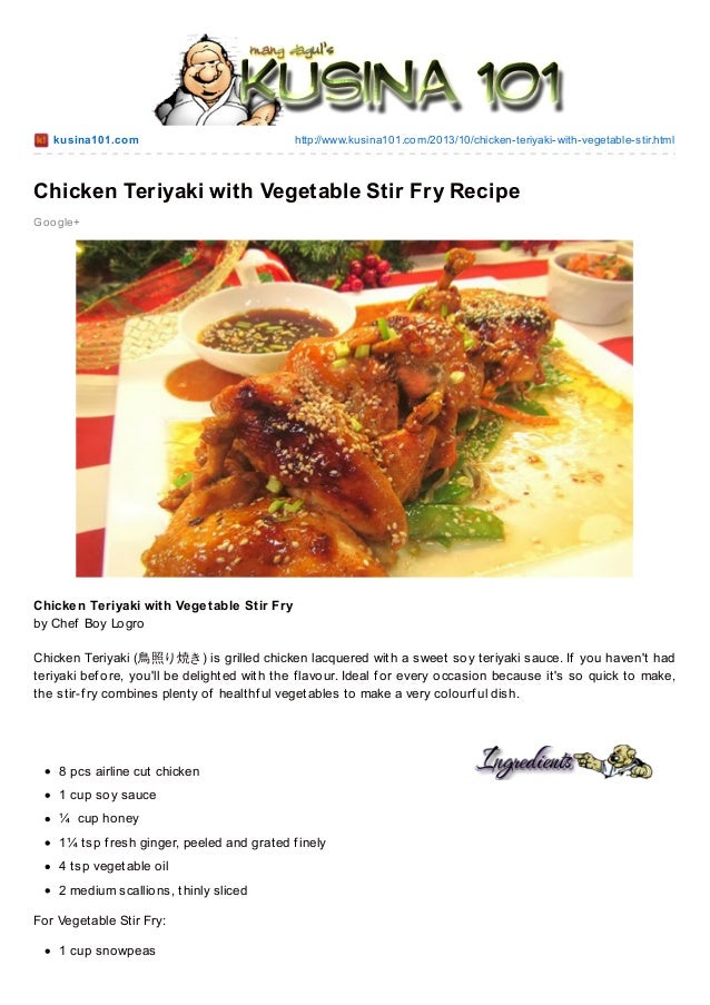 Chicken Teriyak With Vegetable Stir Fry Recipe