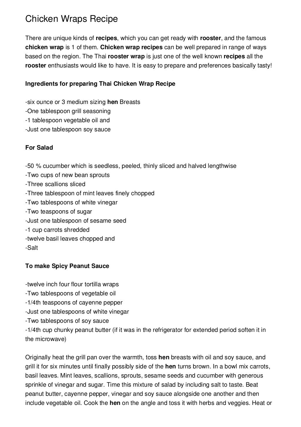 Chicken Wraps Recipe