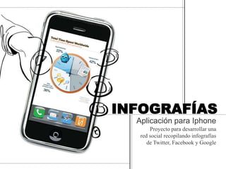 INFOGRAFÍAS
  Aplicación para Iphone
       Proyecto para desarrollar una
   red social recopilando infografías
      de Twitter, Facebook y Google
 