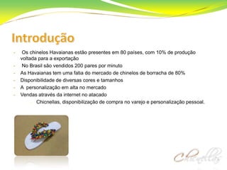 Introdução Os chinelos Havaianas estão presentes em 80 países, com 10% de produção voltada para a exportação