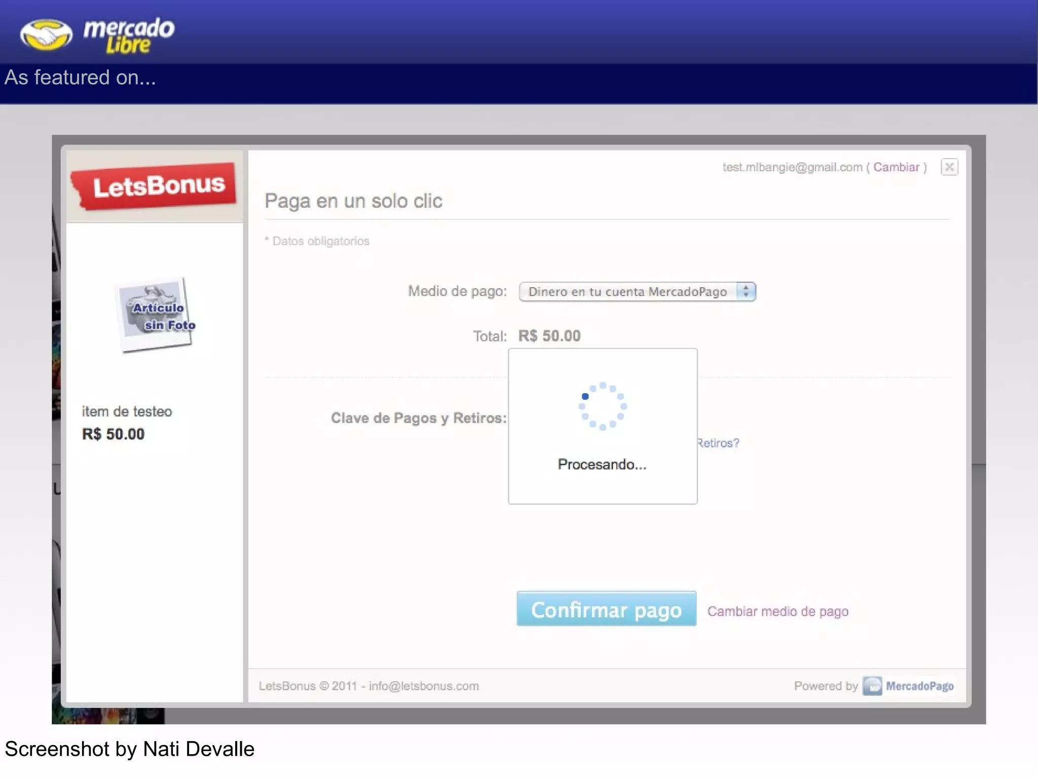 As featured on... Screenshot by Nati Devalle 