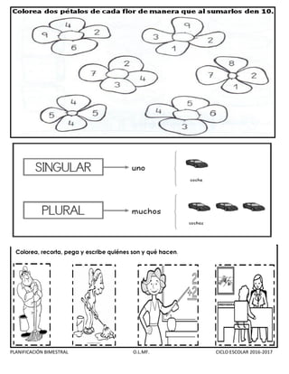PLANIFICACIÓN BIMESTRAL O.L.MF. CICLO ESCOLAR 2016-2017
Colorea, recorta, pega y escribe quiénes son y qué hacen.
 