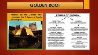 GOLDEN ROOF
 Kalasas on the Golden Roof
represent the 9 types of Sakthi
or Energies.
 
