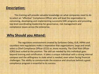 Program Manager Cco Chief Compliance Officer: What does it take to do the job? The ...