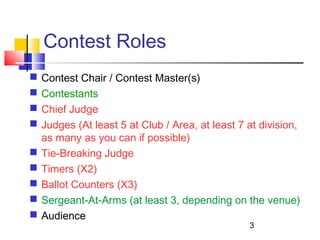 Toastmasters Contests Chief Judges Training 2015-2016 | PPT
