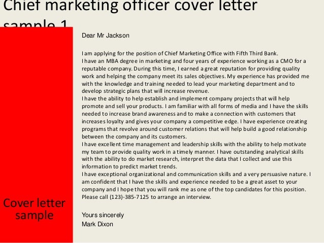 marketing officer cover letter