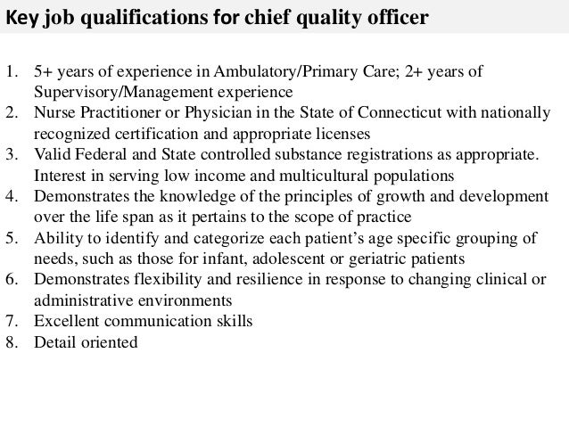 chief quality officer job description resume