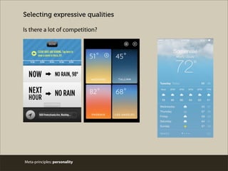 Meta-principles: personality
Selecting expressive qualities
Is there a lot of competition?
 