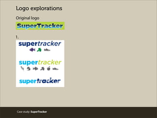 Case study: SuperTracker
Logo explorations
Original logo
supertracker
supertracker
trackersuper
1.
 