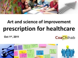 Art and science of improvement
prescription for healthcare
Oct 1st, 2011
 
