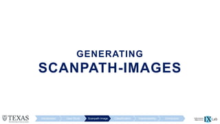 GENERATING
SCANPATH-IMAGES
Introduction User Study Scanpath Image Classification Interpretability Conclusion
 