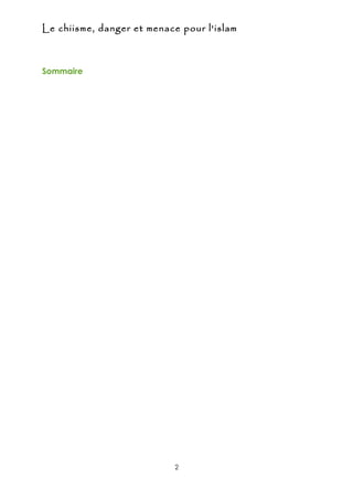 Le chiisme, danger et menace pour l'islam



Sommaire




                           2
 