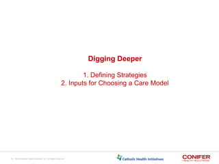 26 ©2014 Conifer Health Solutions, LLC. All Rights Reserved.
Digging Deeper
1. Defining Strategies
2. Inputs for Choosing ...