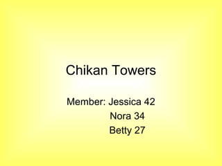 Chikan Towers
Member: Jessica 42
Nora 34
Betty 27
 