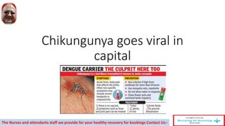 Chikungunya goes viral in
capital
The Nurses and attendants staff we provide for your healthy recovery for bookings Contact Us:-
 