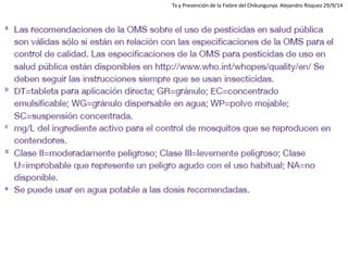 Tx y Prevención de la Fiebre del Chikungunya. Alejandro Rísquez 29/9/14  