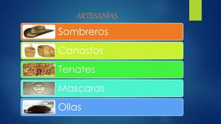 ARTESANÍAS
Sombreros
Canastos
Tenates
Mascaras
Ollas
 