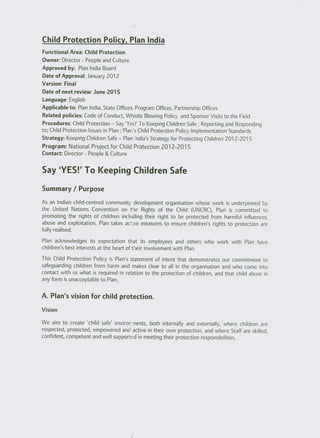 Child Protection - Plan and Policy