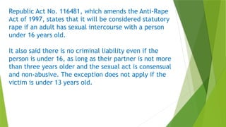 Statutory Rape Act R.A. NO. 76 10 OR THE CHILD ABUSE LAW.pptx