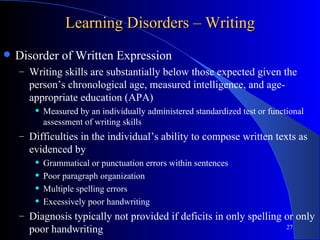Disordered Writing psychiatry.Child & adolescent psychological disorders.(dr.rebwar) | PPT