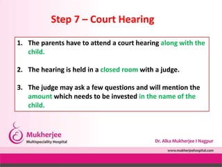 1. The parents have to attend a court hearing along with the
child.
2. The hearing is held in a closed room with a judge.
...