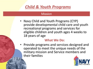 Child and youth programs ppt brief