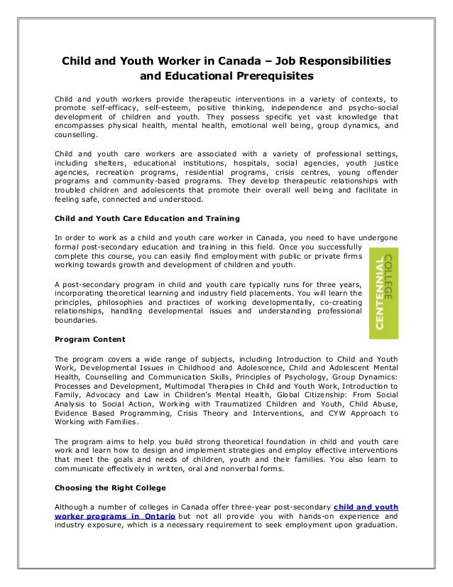 youth worker education requirements canada