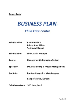 Child Care Center - Business Plan | PDF