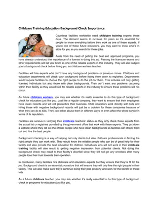 Childcare Training Education Background Check Importance