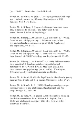 M Rutter Psychologist Child Development, JanuaryFebruary 2002, Volume 73, Number .docx