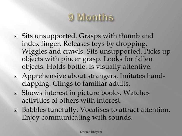 milestone of 9 month baby