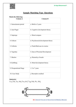 Child Development Education – Question Bank | SWAYAM Exam Resource | PDF