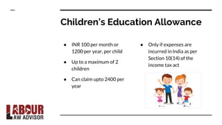 Income Tax Allowance- Children Education, Hostel Allowance and 