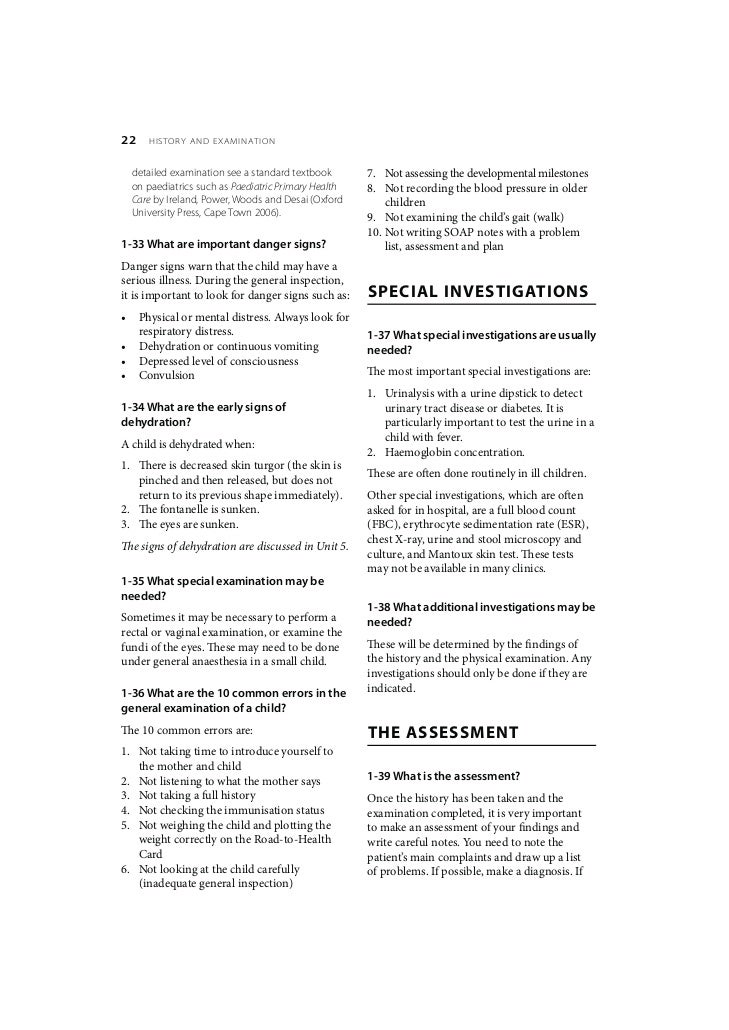 Child Healthcare The history and examination