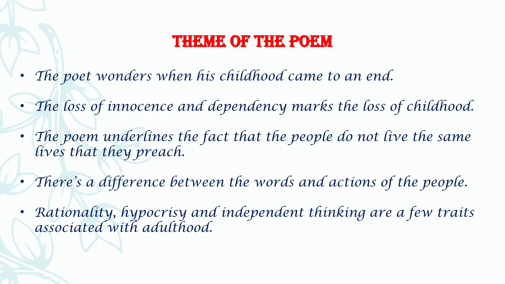 CHILDHOOD english ppt for quick revision | PPTX