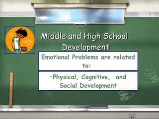 Middle and High School Development Emotional Problems are related to:  Physical, Cognitive,  and Social Development Copyright © Allyn & Bacon 2006 