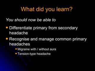 Learning Headache Childhood Headache 2 | PPT