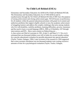 Childhood Experience Essay | PDF